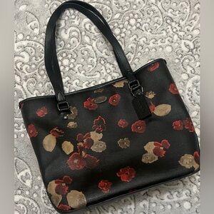Coach Floral Black Tote Bag Handbag